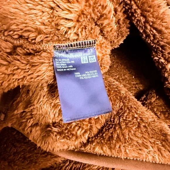 Uniqlo Plush Teddy Zip-Up Jacket - Chestnut Brown Cozy Soft. - Picture 3 of 6
